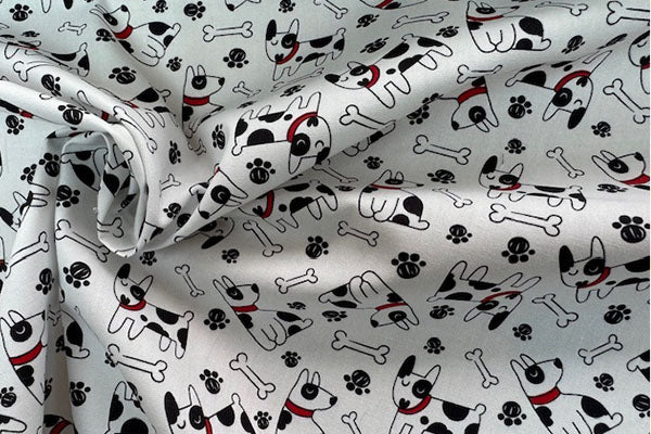 Black and white dogs 100% cotton print