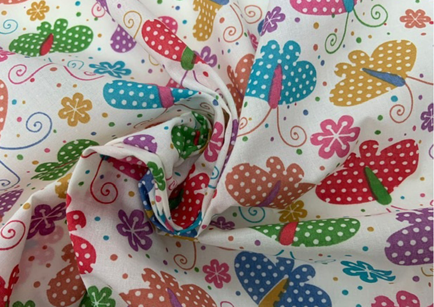 Butterflies on ivory polycotton print