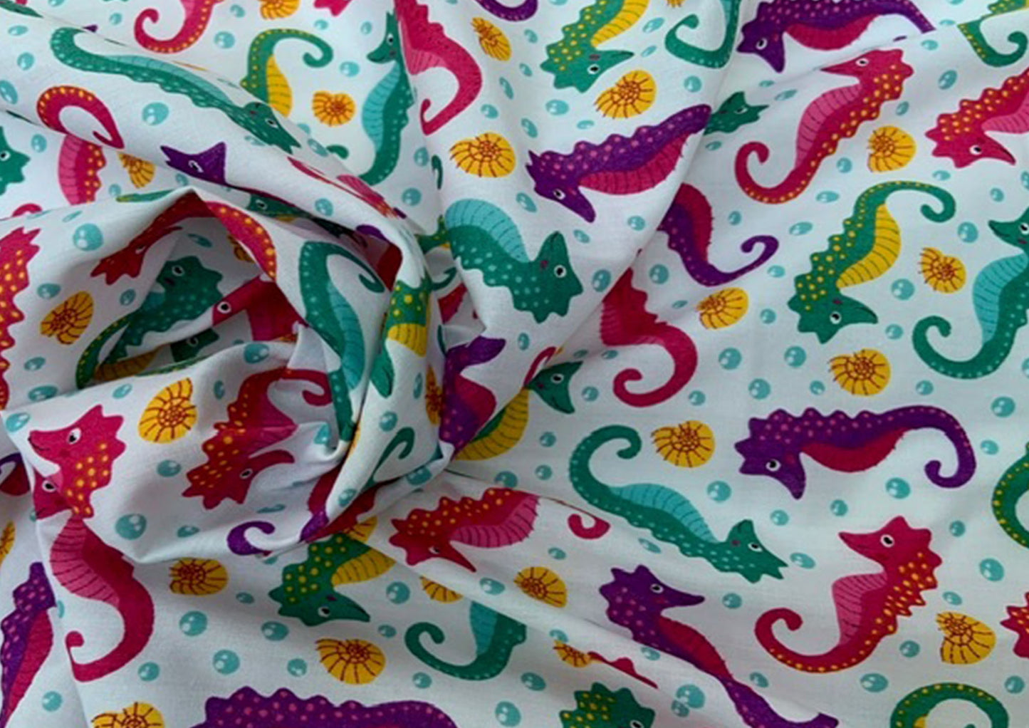 Seahorses polycotton print