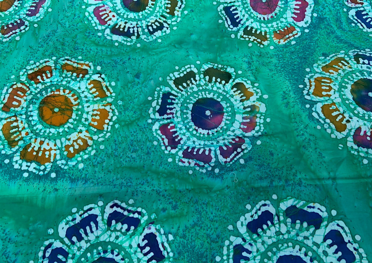 Teal flower 100% cotton print