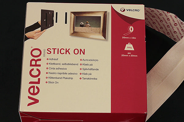 20mm (just over 3/4 inch) white velcro (branded), stick & stick