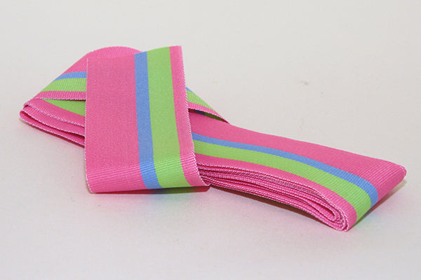 Pink, Blue & Green stripy grosgrain