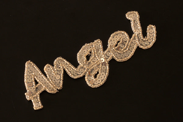 Ivory sequin iron-on 'Angel' motif