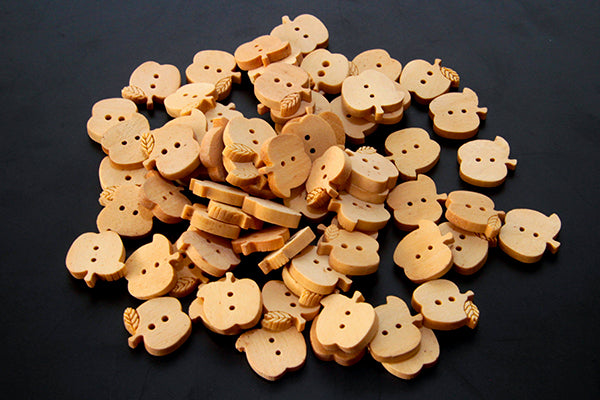 Wooden Apple Button