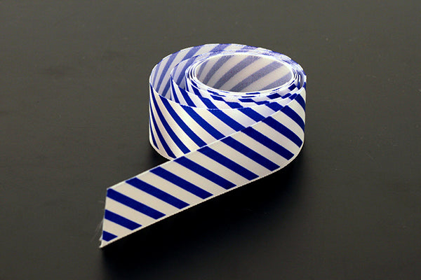 Blue candy striped satin ribbon, 25mm (1 inch) or 37.5mm (1.5 inch)