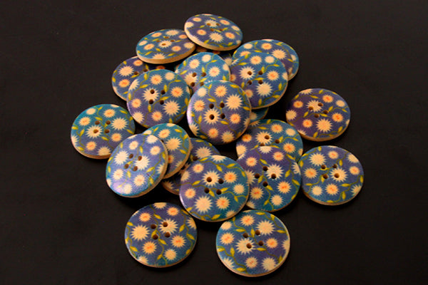 Blue flower button