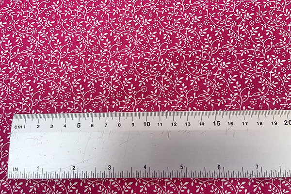 Floral vine blender, 100% cotton, cerise