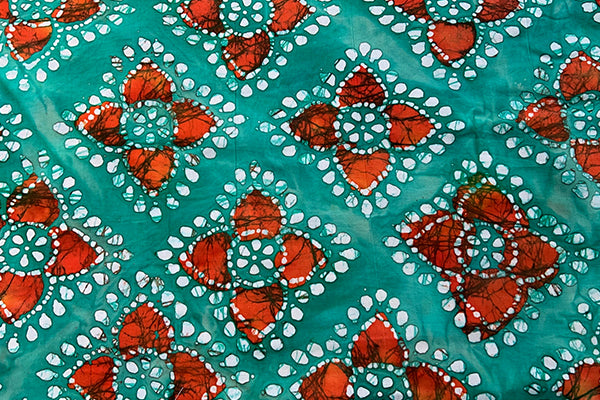 Teal batik print with orange flower