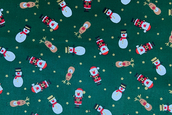 Green Christmas character100% cotton print