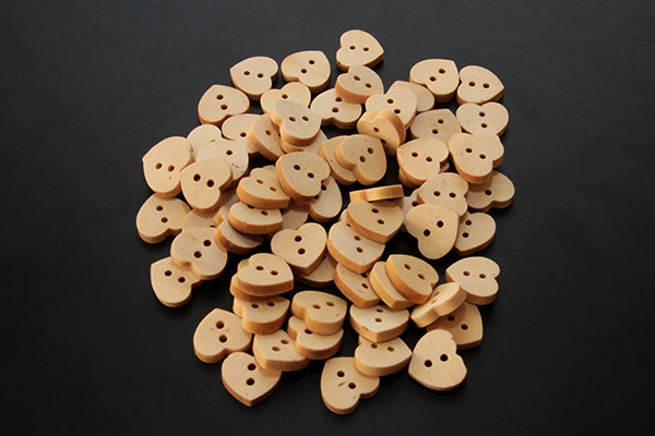Wooden heart button, various colours