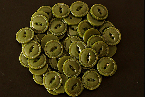 Khaki bevelled edge round buttons, 15mm