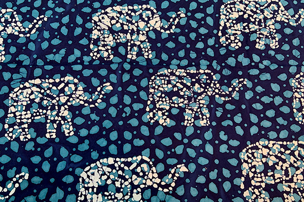 Navy elephant batik print
