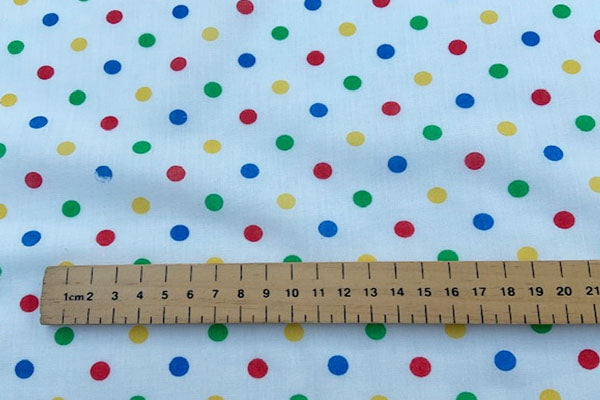 Multi coloured spot polycotton print