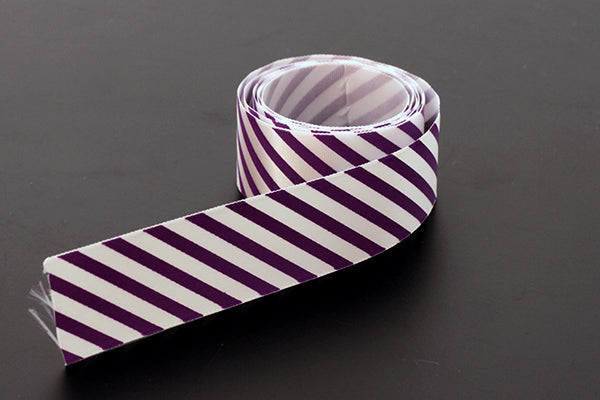 Purple candy striped satin ribbon, 25mm (1 inch) or 37.5mm (1.5 inch)