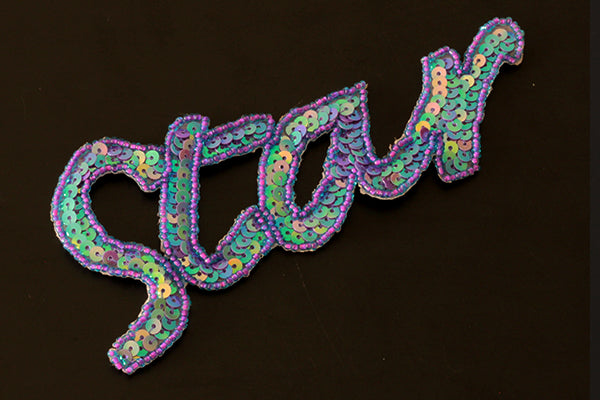 Iron-on purple sequin 'star' motif