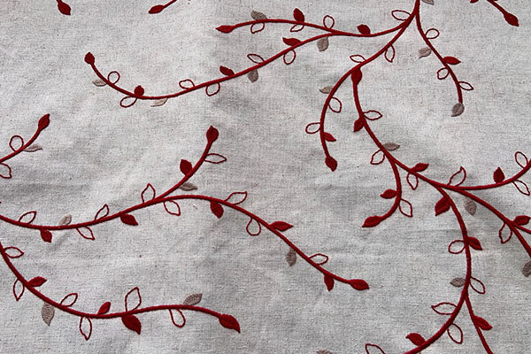 Red leaf cotton rich fabric