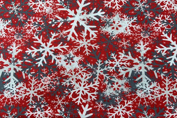 Red snowflake, 100% cotton print