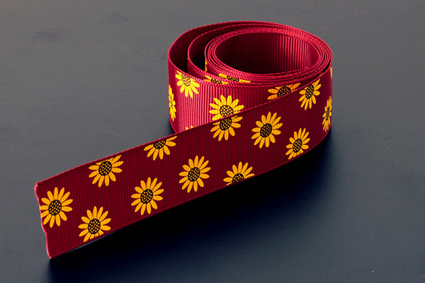 Flower Grosgrain Red/Yellow 25mm (1 inch)