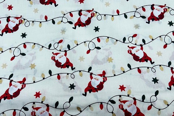 Santa on ivory, Rose & Hubble 100% cotton print
