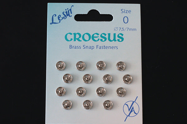 Brass snap fasteners, silver
