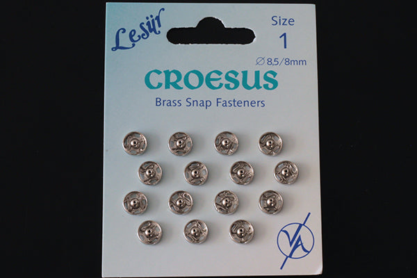 Brass snap fasteners, silver