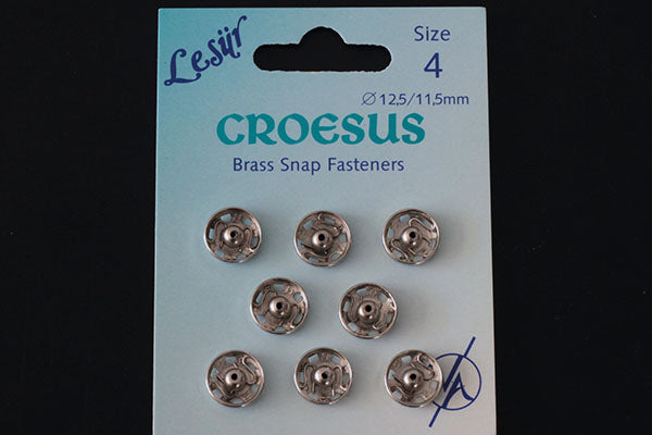 Brass snap fasteners, silver