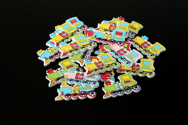 Wooden train buttons