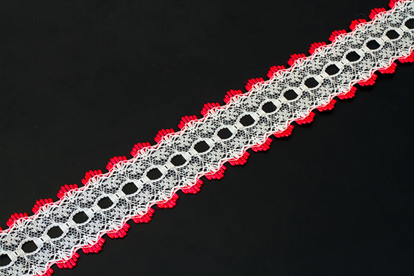 Knitting in eyelet lace, various colours