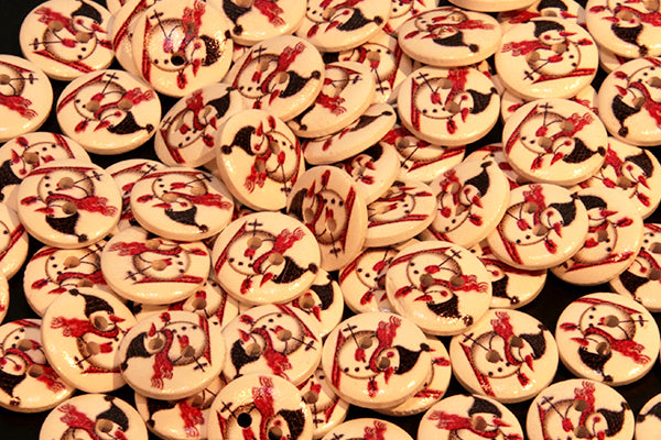 Wooden Snowman Christmas buttons