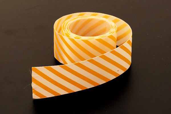 Yellow candy striped ribbon, 25mm (1 inch) or 37.5mm (1.5 inch)