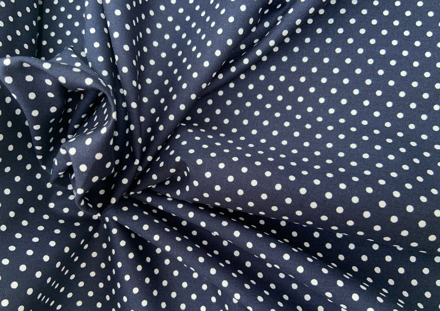 Navy polka dot 100% cotton print