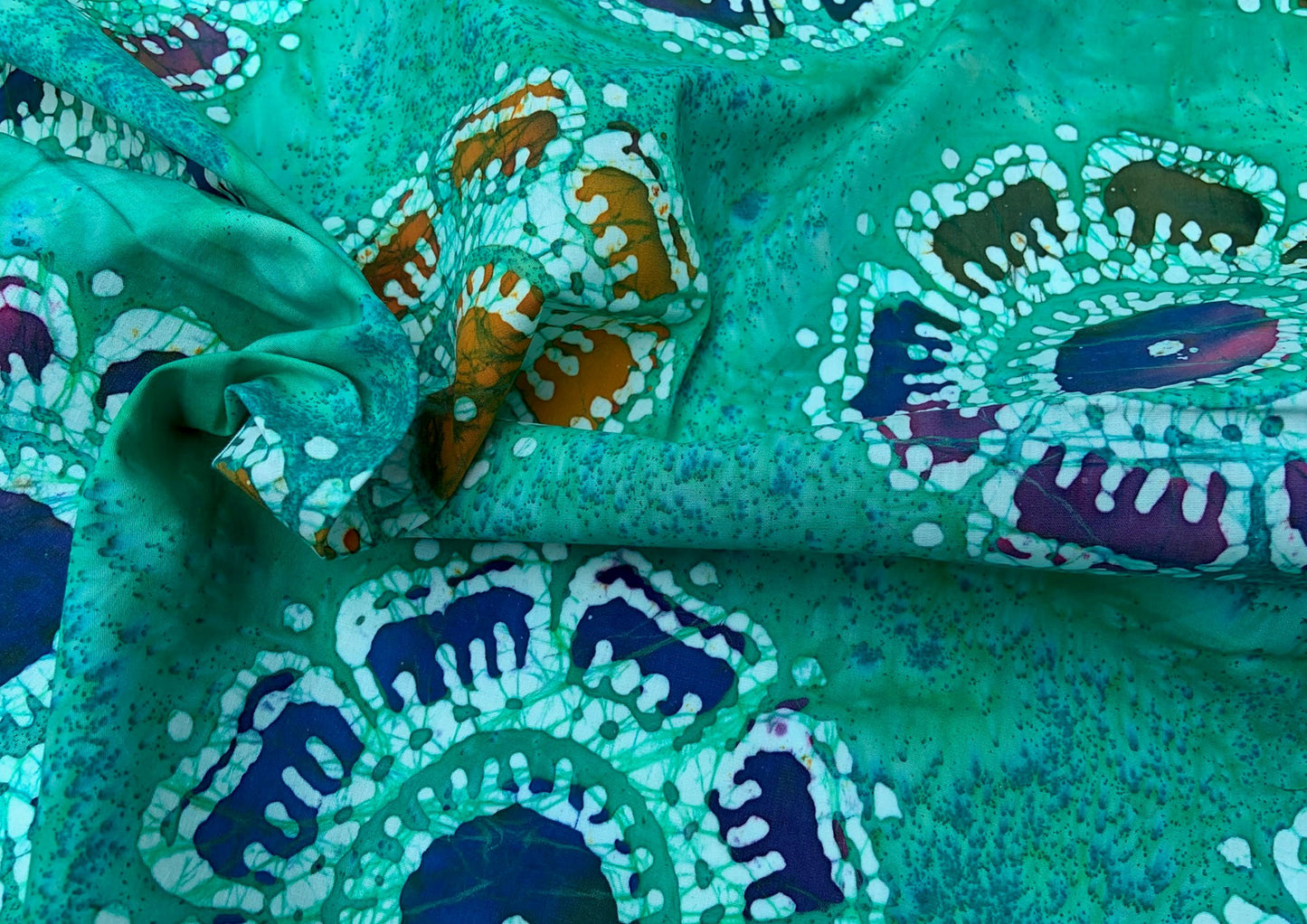 Teal flower 100% cotton print