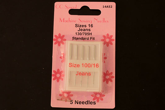 Machine needles, domestic, size 16 Jeans standard