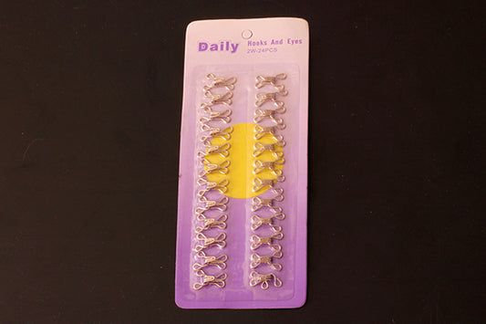 Size 2W Silver Hooks & eyes