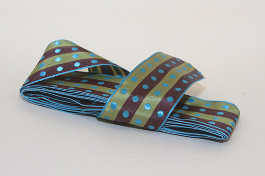 Blue, Brown & Green spot satin