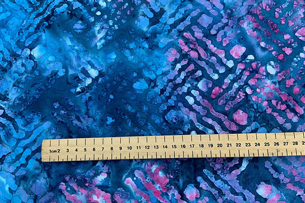 Blues and pinks batik print, 100% cotton