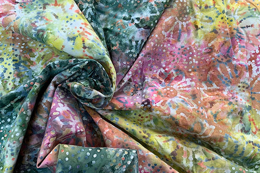 Pinks and greens batik print, 100% cotton