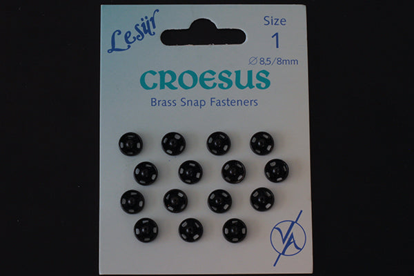 Brass snap fasteners, black