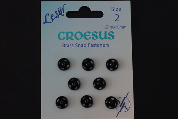 Brass snap fasteners, black