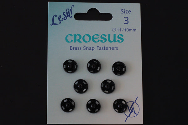 Brass snap fasteners, black