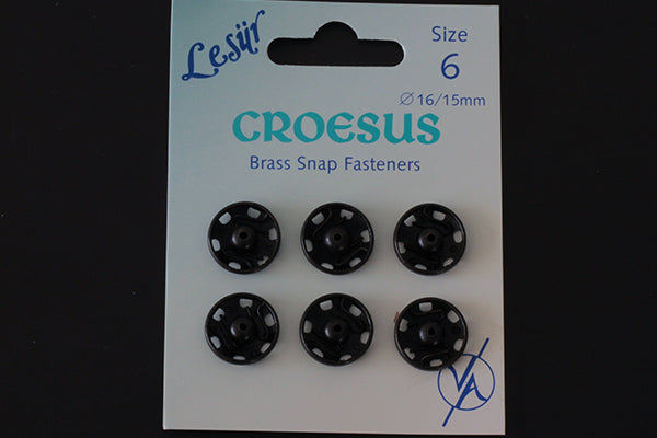 Brass snap fasteners, black