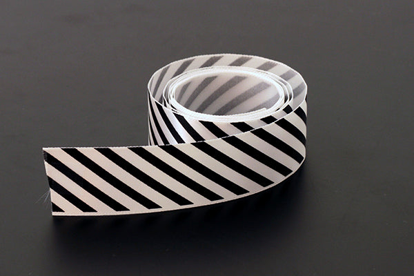 Black candy striped satin ribbon, 25mm (1 inch) or 37.5mm (1.5 inch)