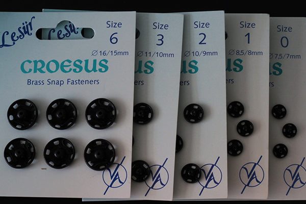 Brass snap fasteners, black