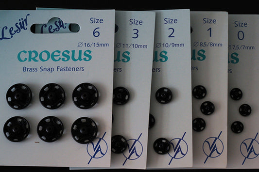 Brass snap fasteners, black