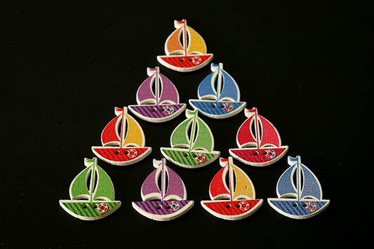 Wooden sailing boat buttons