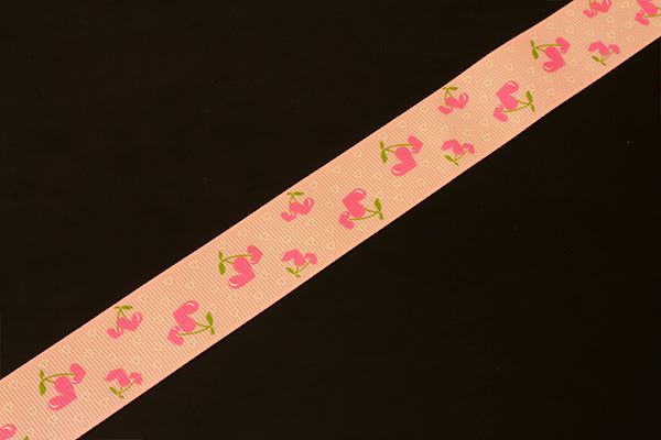 Cherry heart grosgrain ribbon, 25mm (1 inch)
