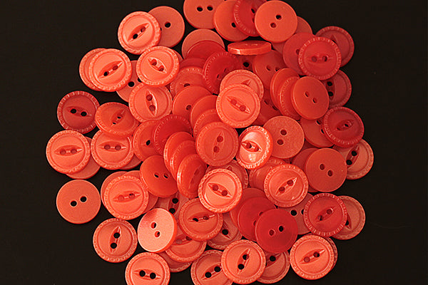 Coral bevelled edge round button, 12mm