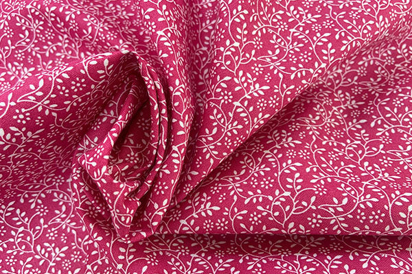 Floral vine blender, 100% cotton, cerise