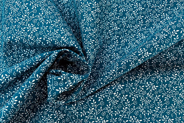 Floral vine blender, 100% cotton, Teal