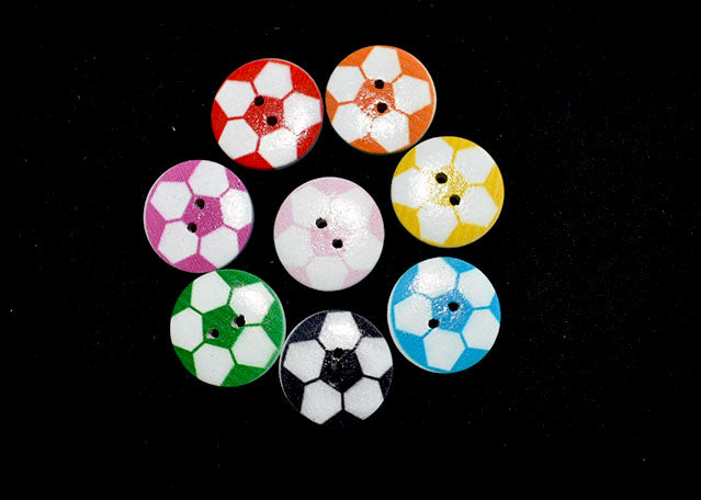 Football buttons, various colours